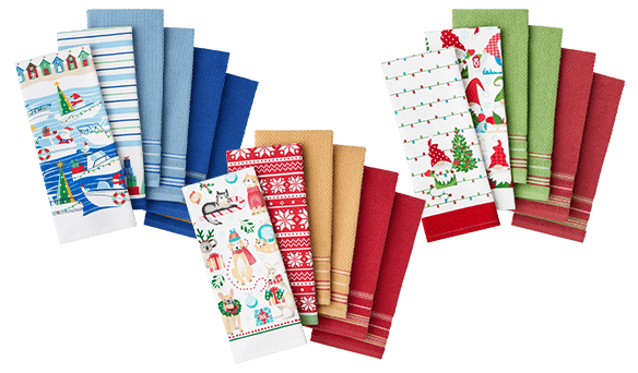 Town & Country Holiday Kitchen Towels  6 pack