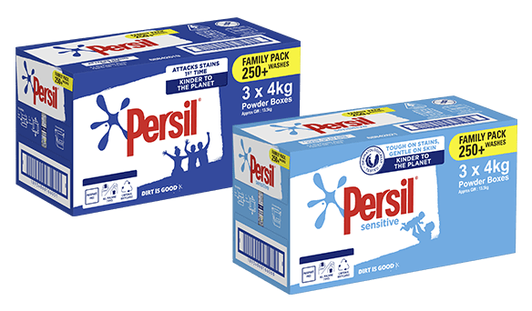 Persil Active Clean and/or Sensitive Front & Top Loader Laundry Powder 3 x 4kg